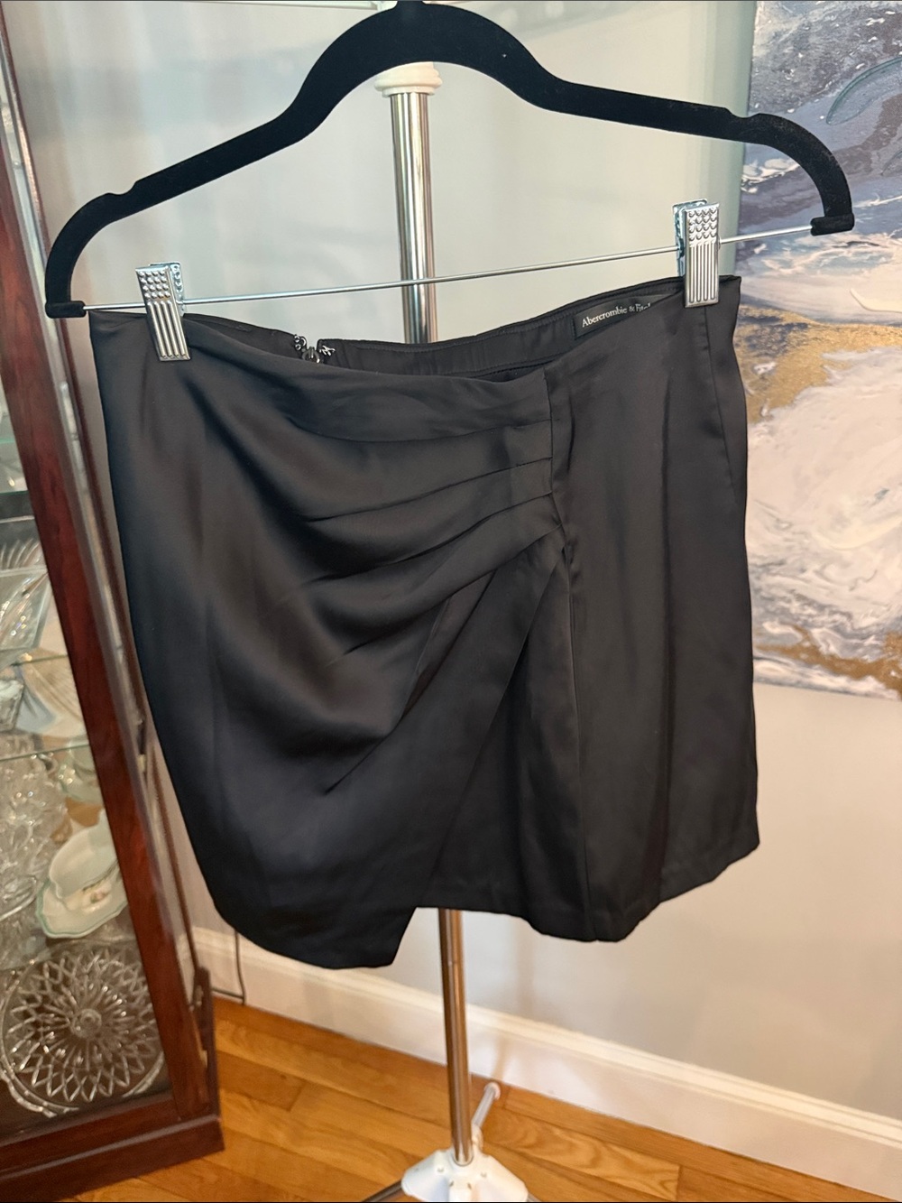 Abercrombie & Fitch Black Draped Detail Mini Skirt